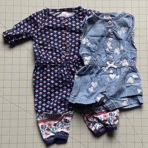 3 piece lot of baby girl's summertime one pieces